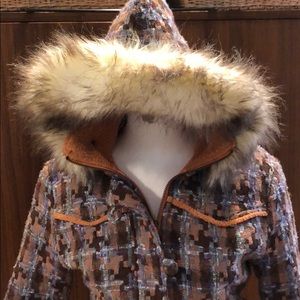 Vintage Faux Fur hooded bomber jacket